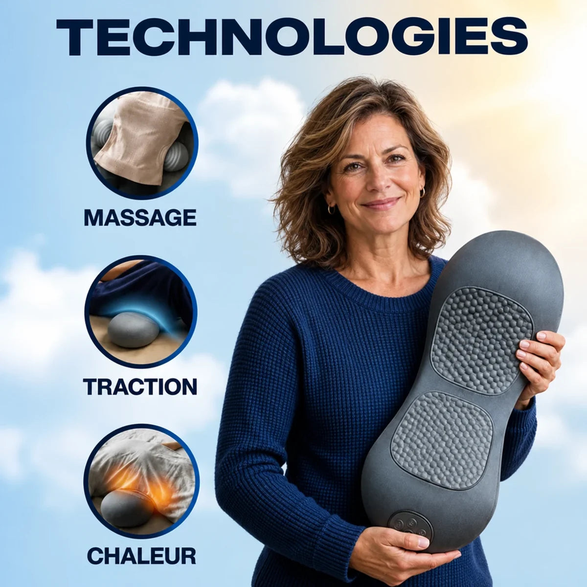 Trois technologies : massage, traction, chaleur